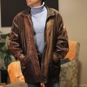 Leather Jacket Brown. Vintage Genuine Lether